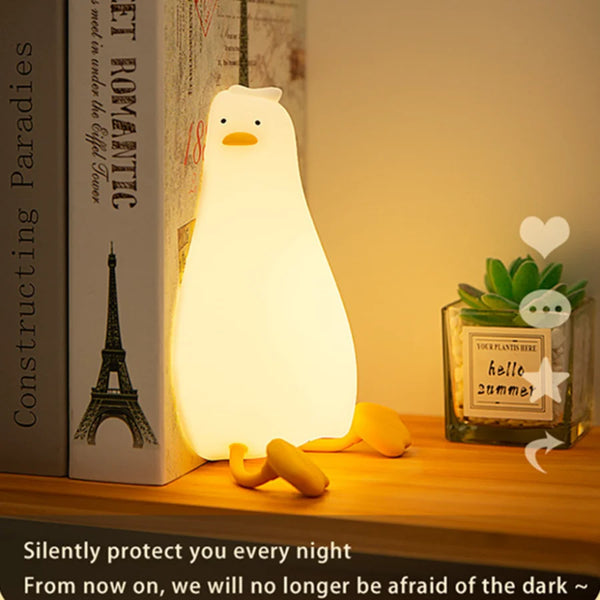 Cartoon Duck Led Night Light Rechargeable Lamp USB Silicone